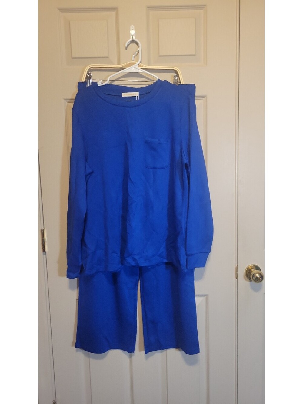 Fantaslook Blue Lounge Set with Long Sleeve Top and Pants Size XL